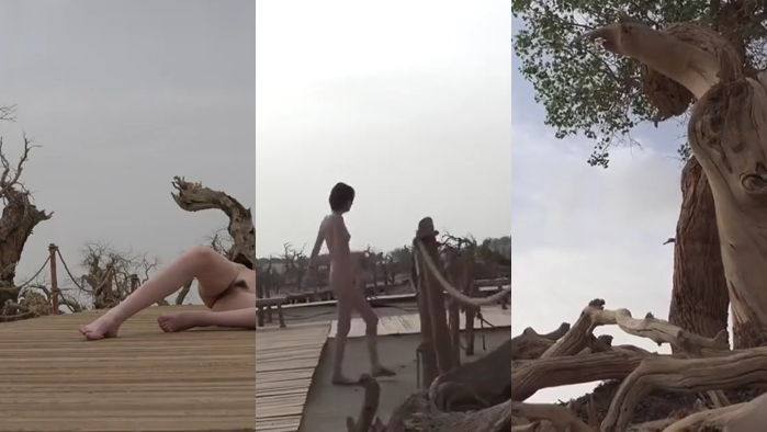 大學生兼職模特伊莉莎白戶外拍攝全裸寫真~苗條身材嶄露無遺~讓身體做做天然的SPA~